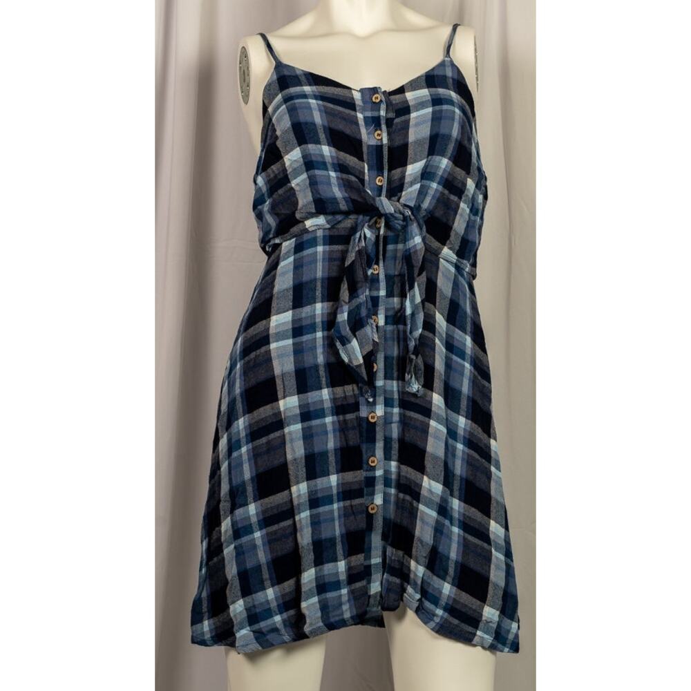 Blue Plaid strappy flannel plaid dress sz M by Universal Threads
